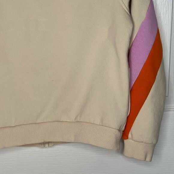 Lego Sz XS Zip Up Sweatshirt Colorblock Stripes Tan Purple Red Orange - Picture 9 of 13